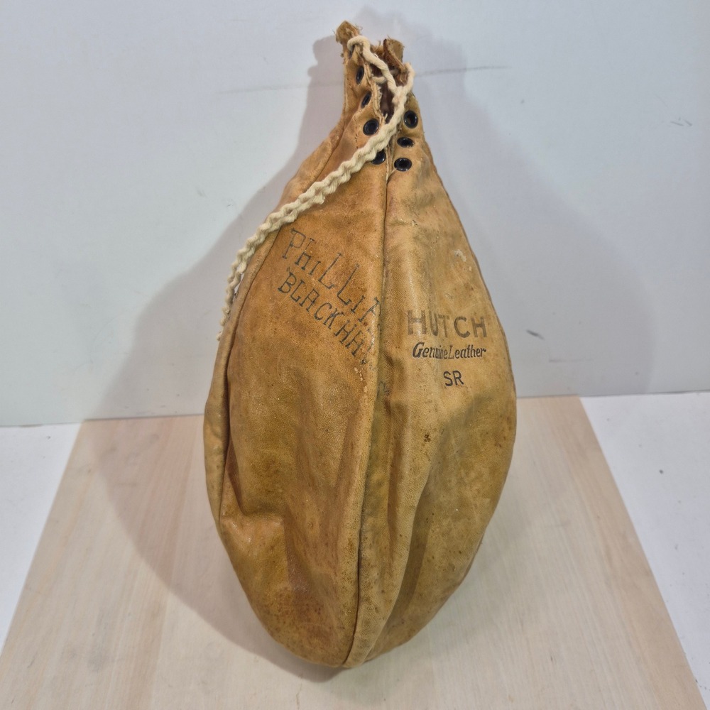 Vintage Hutch SR Genuine Leather Speed Bag Inscribed Phillies Blackhawk Boxing